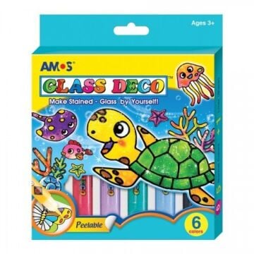 Amos Glass Deco Sökülebilir Cam Boyası 6 Renk