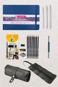 Eskiz Başlangıç Seti Karakalem Defter Seti Çizim Seti Karakalem Başlangıç Seti Art Creation 17 PARÇA