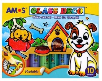 Amos Glass Deco Sökülebilir Cam Boyası 10 Renk