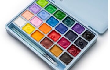 HIMI Jelly Cup Gouache Set 24 Renk x 30 gr Guaj Boya + 3 Fırça (Ice Blue Case Edition)