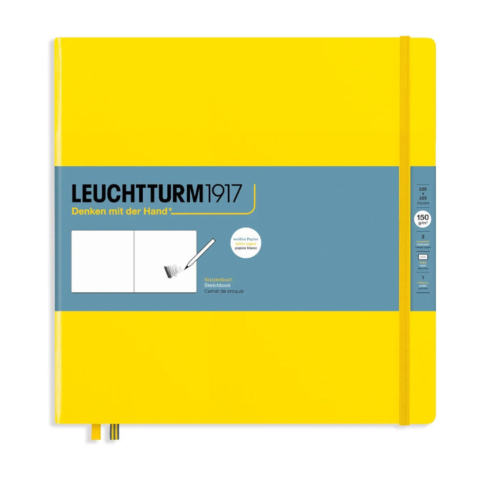 Leuchtturm1917 Sketchbook Sert Kapak Eskiz Çizim Defteri 150 gr Kare 22,5x22,5 cm Limon Sarı