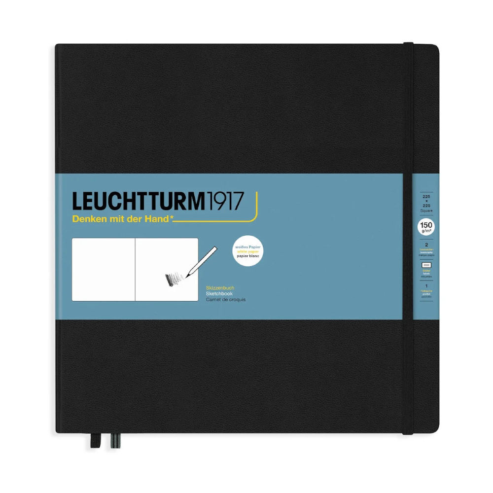 Leuchtturm1917 Sketchbook Sert Kapak Eskiz Çizim Defteri 150 gr Kare 22,5x22,5 cm Siyah