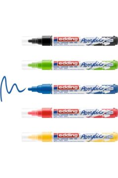 Edding Akrilik Markör 5’Li Paket (Temel) 2-3 Mm’Lik Yuvarlak Uç
