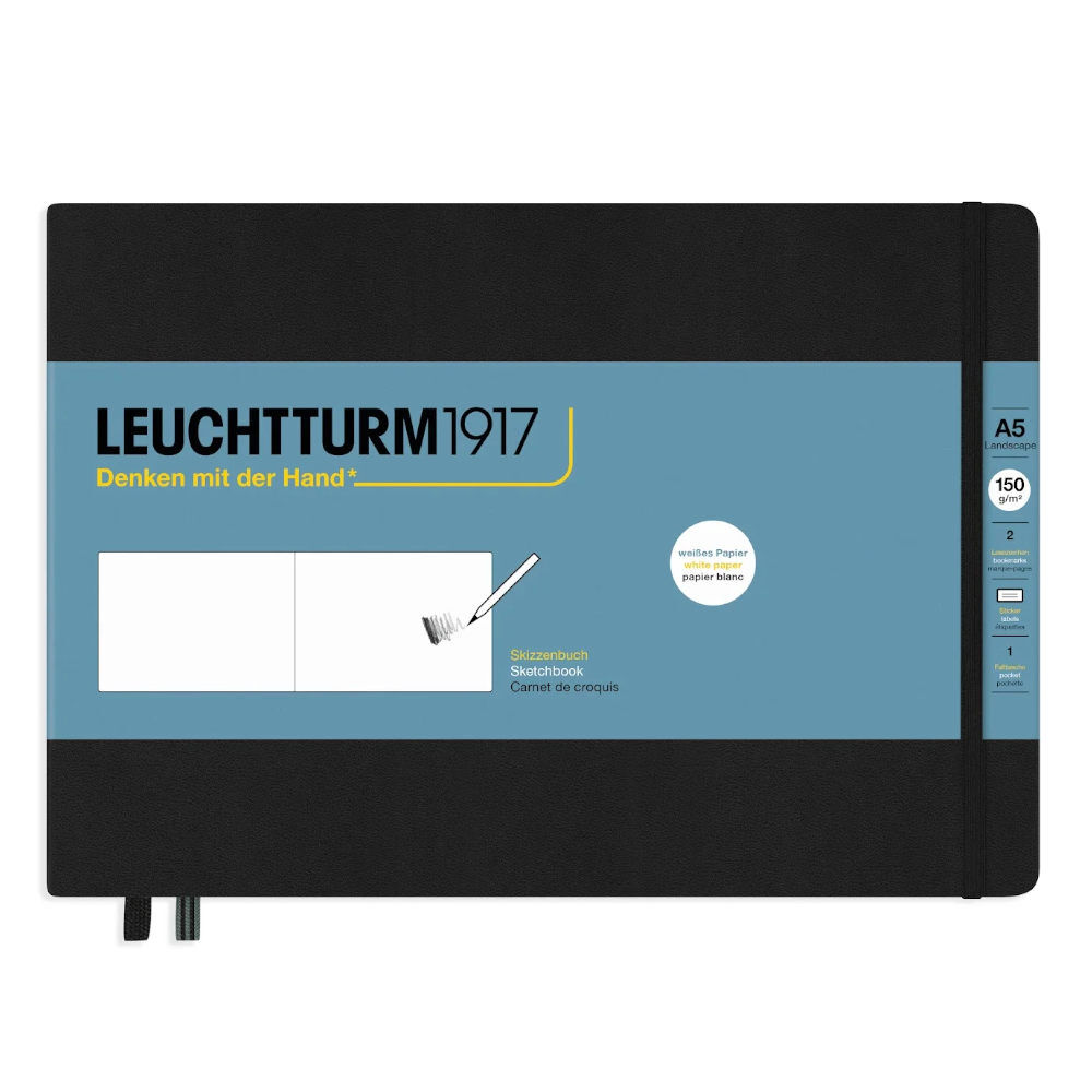 Leuchtturm1917 Sketchbook Panaromik Manzara Çizim Defteri 150 gr 21x14,5 cm Siyah