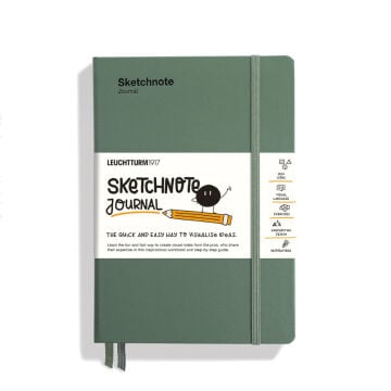 Leuchtturm1917 Sketchnote Journal Sanatçılar için Not Defteri 120 gr A5 Zeytin Yeşil