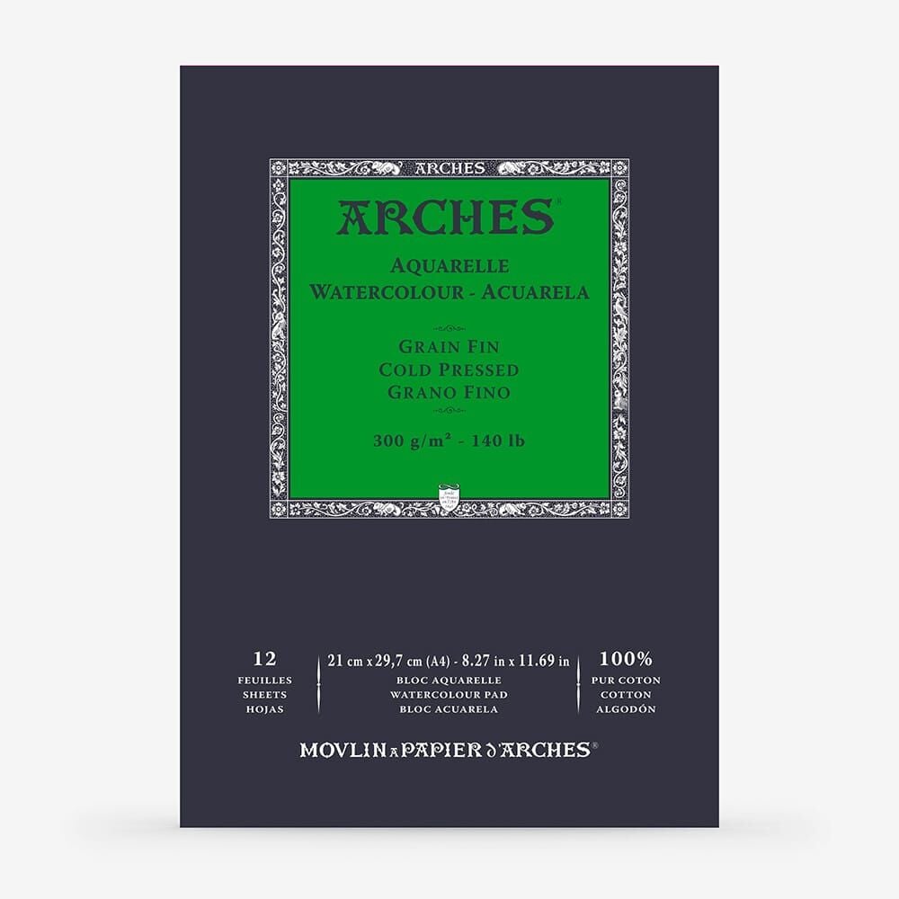 Arches Suluboya Blok Defter Doğal Beyaz Soğuk Pres 140lb 300gr 21x29,7 (A4) 12 Yaprak