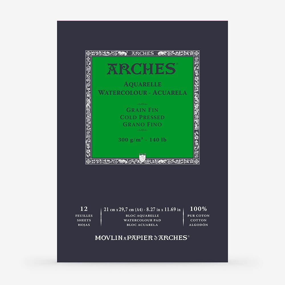 Arches Suluboya Blok Defter Doğal Beyaz Soğuk Pres 140lb 300gr 21x29,7 (A4) 12 Yaprak