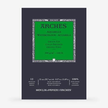 Arches Suluboya Blok Defter Doğal Beyaz Soğuk Pres 140lb 300gr 21x29,7 (A4) 12 Yaprak