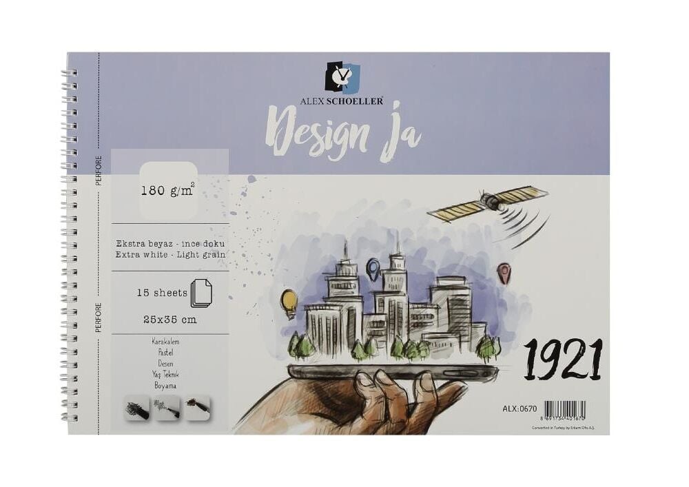 Alex Schoeller Design Ja İnce Dokulu Resim Defteri 25x35 cm 15 Sayfa 180 gr