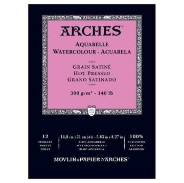 Arches Suluboya Blok Defter Düz Doku  300 gr  A5 12 Yaprak
