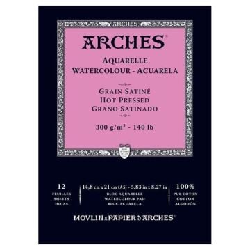 Arches Suluboya Blok Defter Düz Doku  300 gr  A5 12 Yaprak