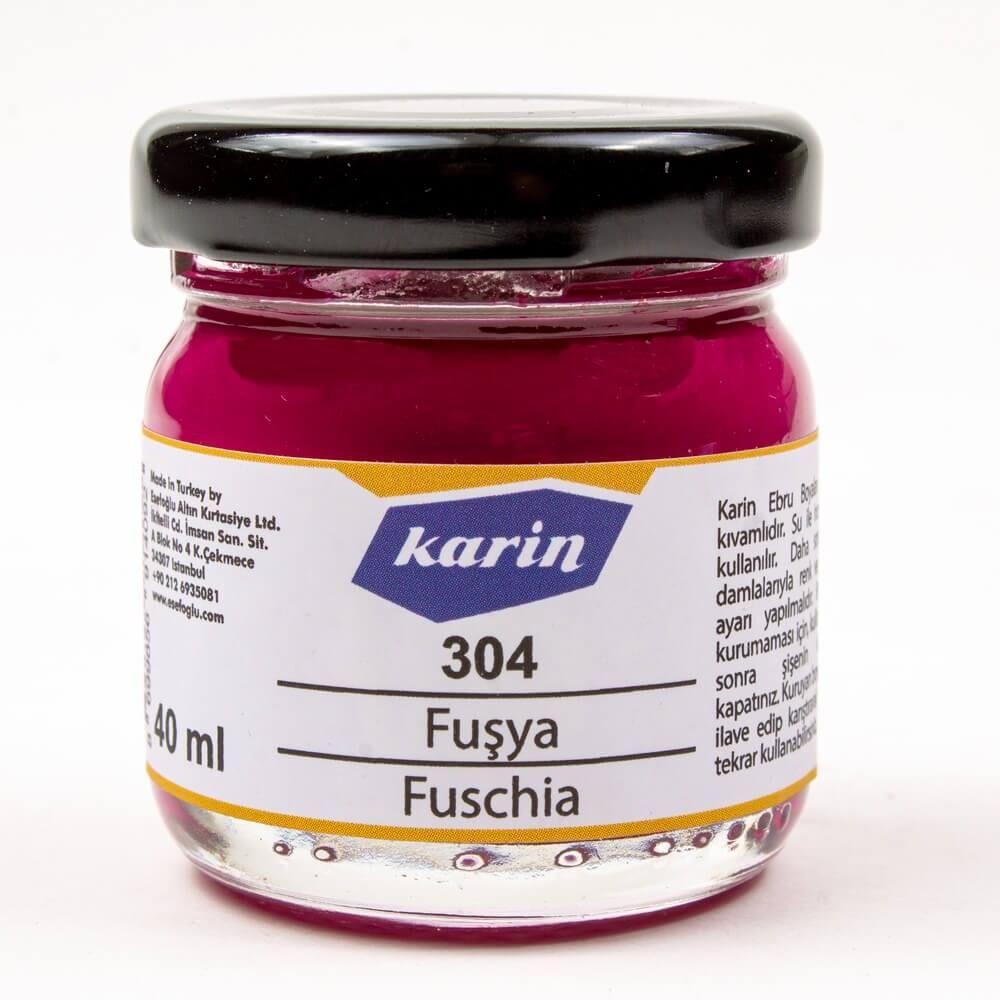 Karin Ezilmiş Ebru Boyası 40ml 304 Fuşya