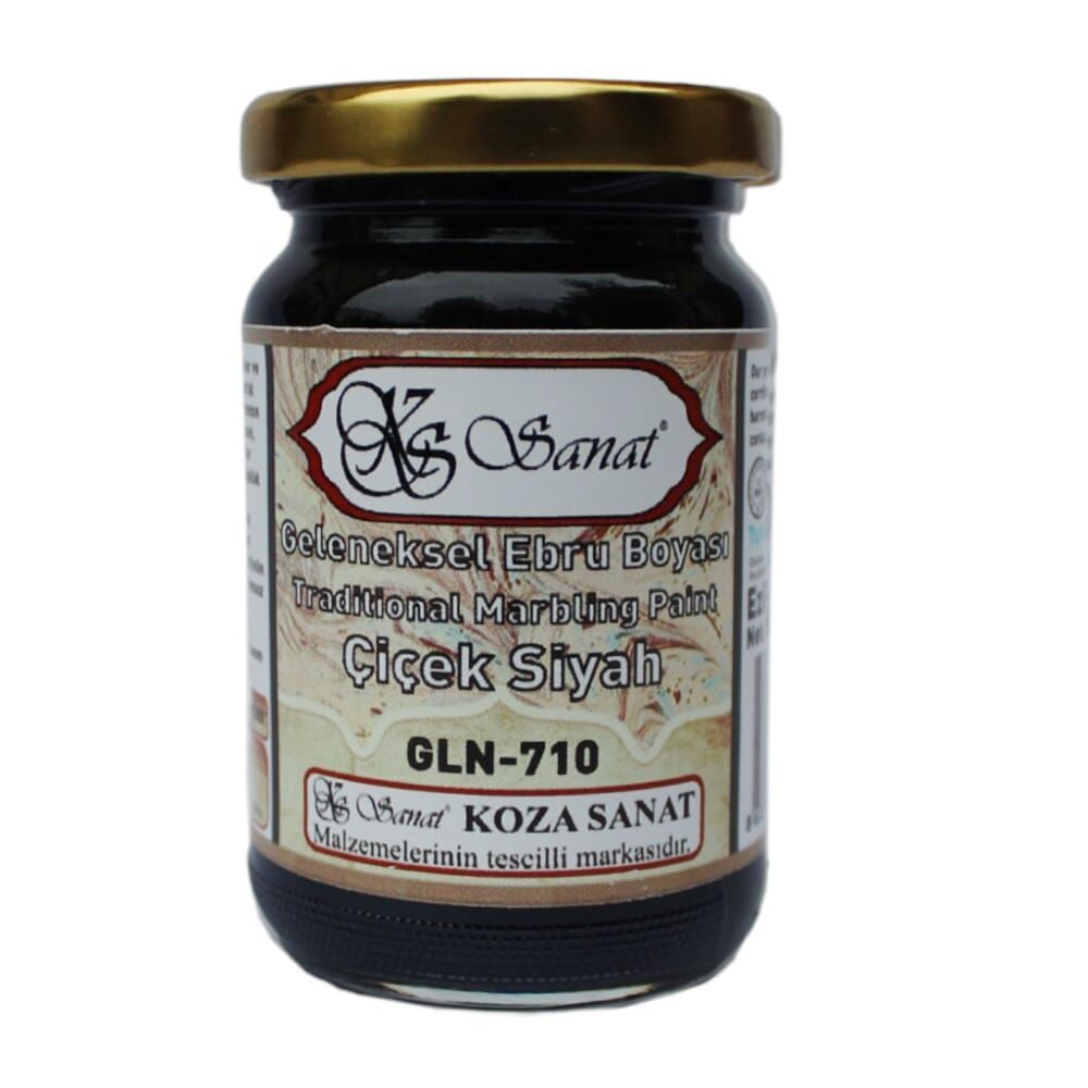 Koza Sanat Geleneksel Ezilmiş Ebru Boyası 105 cc 710 Çiçek Siyahı