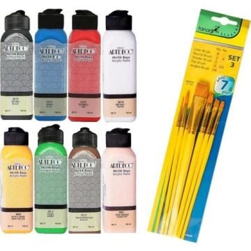 Artdeco Akrilik Boya 140 ml 8'li + Fanart Fırça 7'li