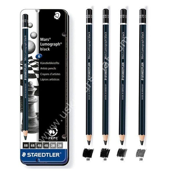 Staedtler Mars Lumograph Black Karakalem 6'lı Set