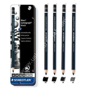 Staedtler Mars Lumograph Black Karakalem 6'lı Set