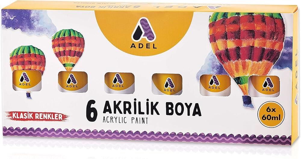 Adel Akrilik Boya Seti 60 ml 6'lı Temel Renkler 2188000053
