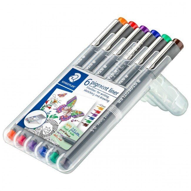 Staedtler Pigment Liner 0,5mm Renkli 6'lı Set