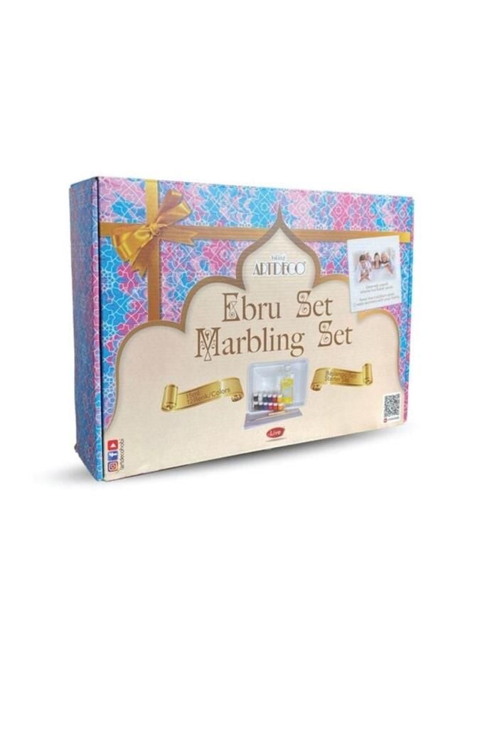 Ebru Başlangıç Seti 12 Renk X 15 ml (A4 Tekneli)