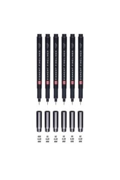 Talens Pigment Fineliner 6 Lı Kalem Seti Siyah Teknik Çizim Kalemleri