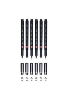 Talens Pigment Fineliner 6 Lı Kalem Seti Siyah Teknik Çizim Kalemleri