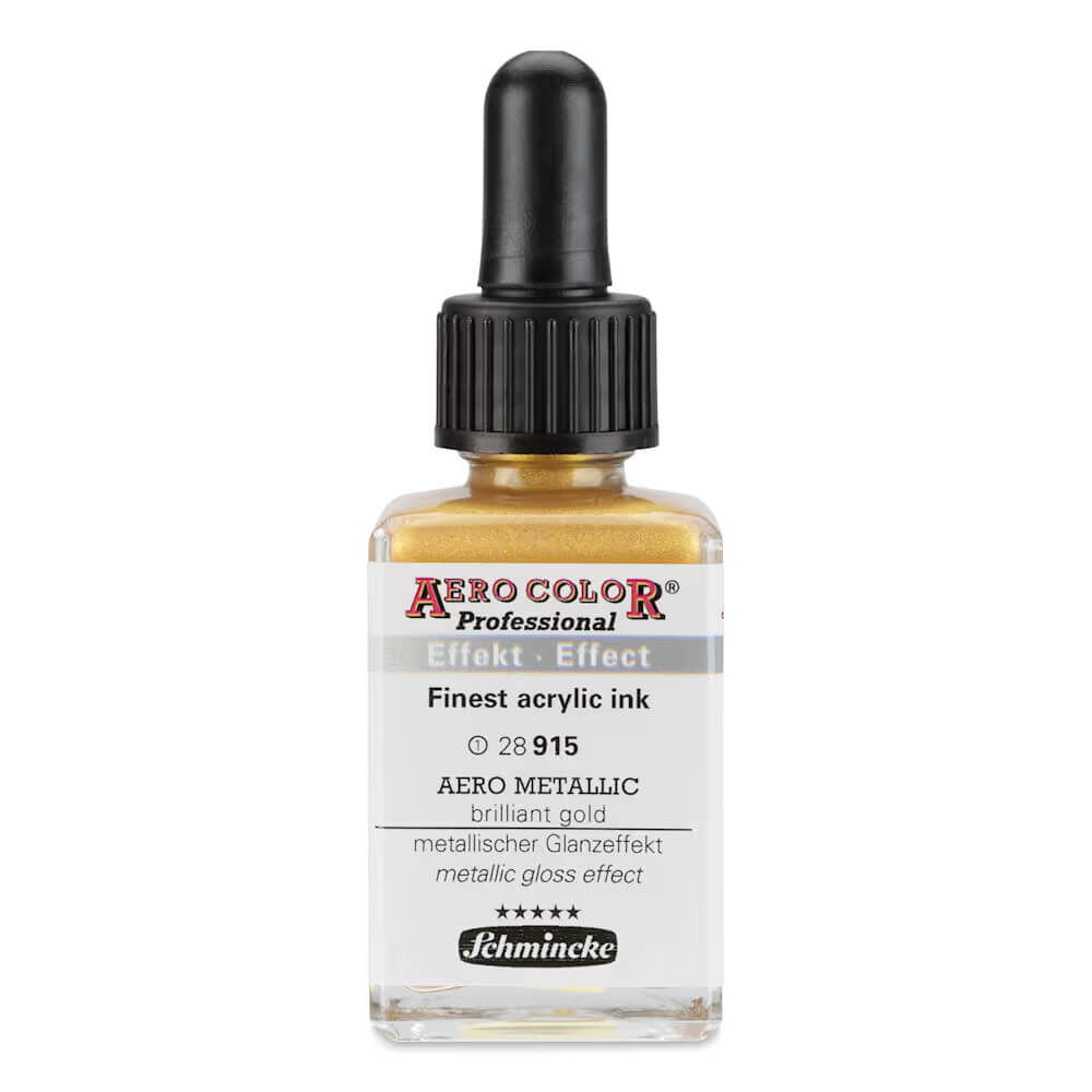 Schmincke Aero Color Profesyonel Akrilik Mürekkep 28 ml Aero Metallic Brilliant Gold 915