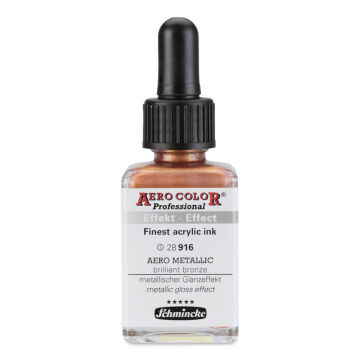 Schmincke Aero Color Profesyonel Akrilik Mürekkep 28 ml Aero Metallic Brilliant Bronze 916