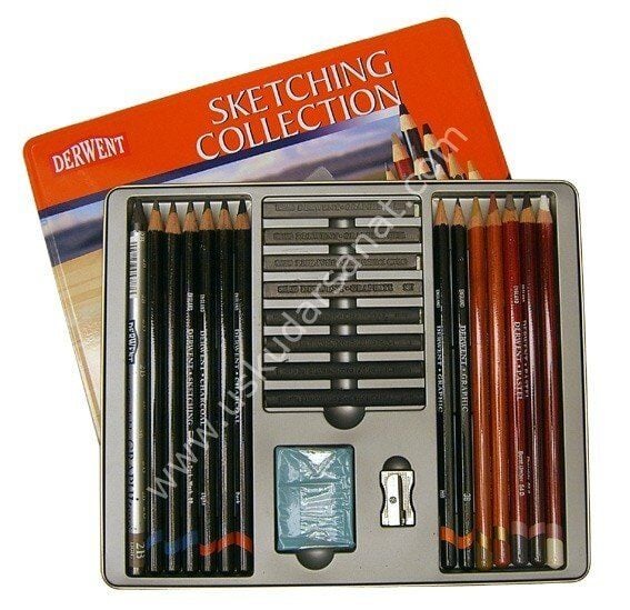 Derwent Sketching Collection Çizim Kalemi Seti 24'lü Teneke Kutu