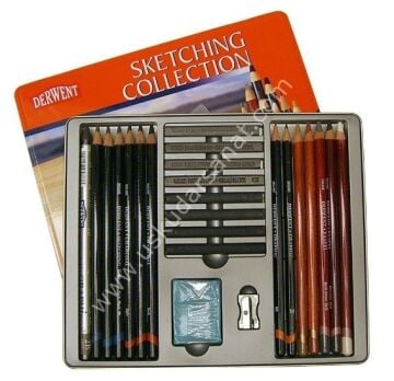 Derwent Sketching Collection Çizim Kalemi Seti 24'lü Teneke Kutu
