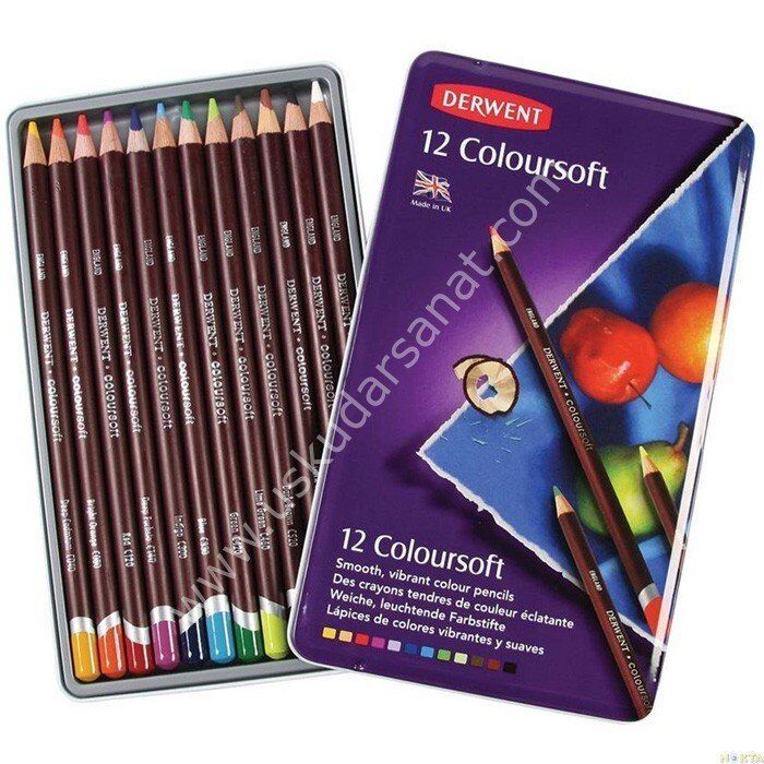 Derwent Coloursoft 12 li Kuruboya Teneke Set