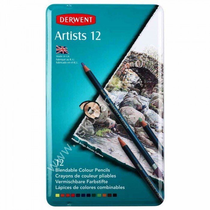 Derwent Artist Kuruboya Kalemi 12 Renk Teneke Kutu