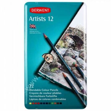 Derwent Artist Kuruboya Kalemi 12 Renk Teneke Kutu