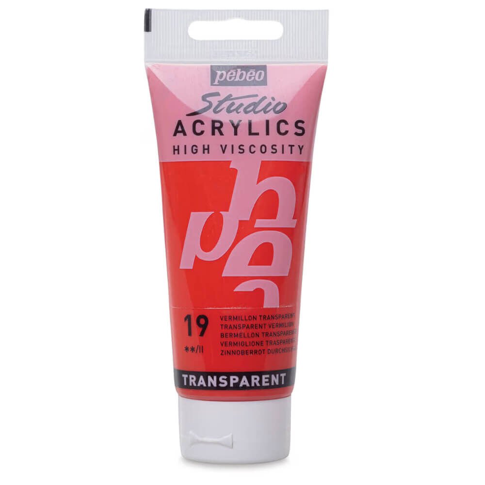 Pebeo Studio Yüksek Viskoziteli Akrilik Boya 100 ml Transparent Vermilion 19