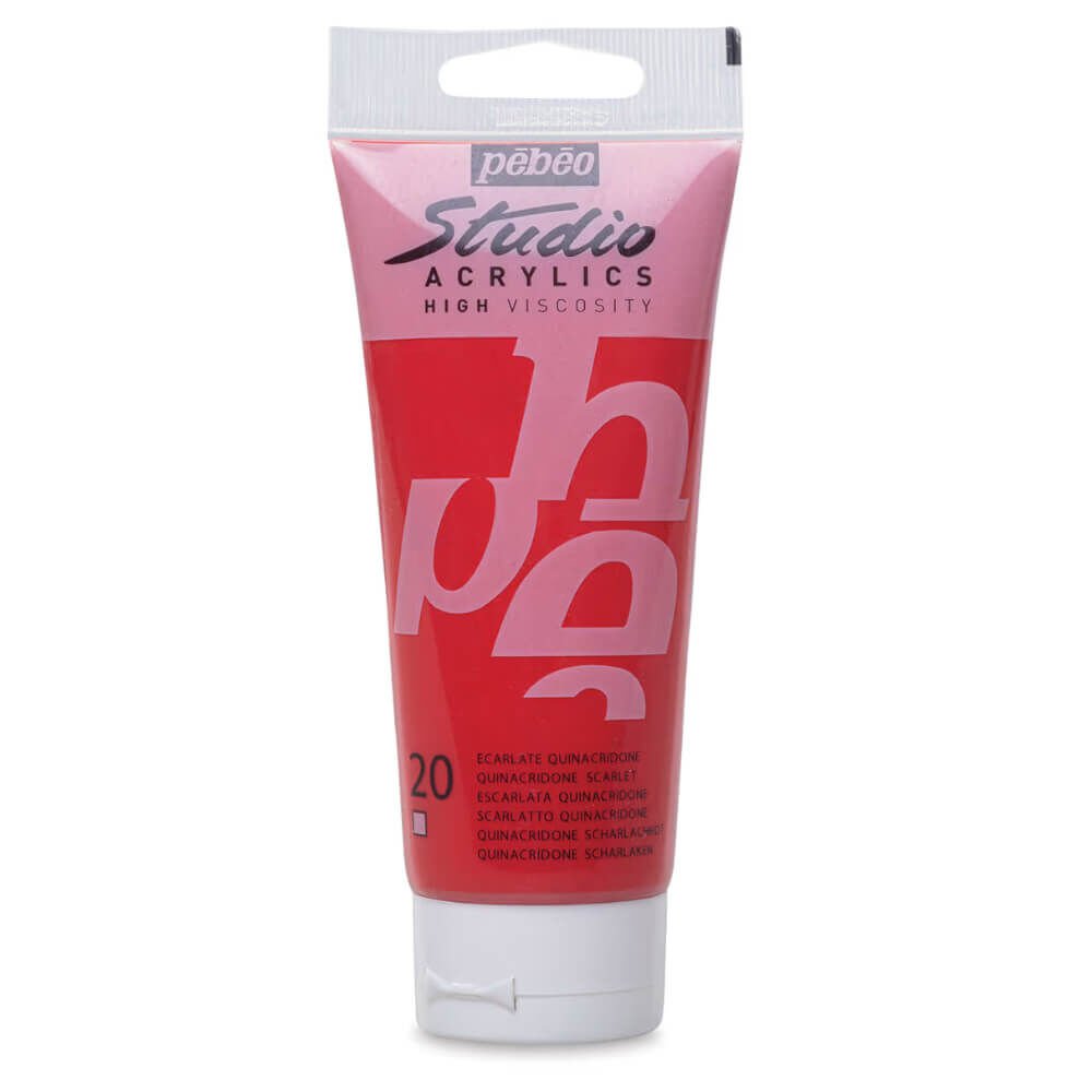 Pebeo Studio Yüksek Viskoziteli Akrilik Boya 100 ml Quinacridone Scarlet 20