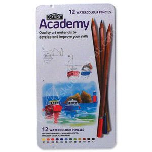 Derwent Academy Watercolour Pencils Aquarel Boya 12'li Teneke Kutu