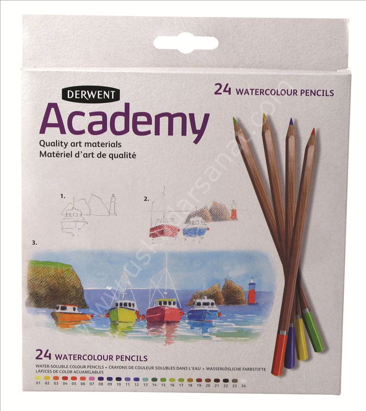 Derwent Academy Watercolour Pencils Aquarel Boya 24'li Karton Kutu