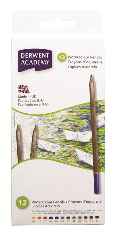 Derwent Academy Watercolour Pencils Aquarel Boya 12'li Karton Kutu