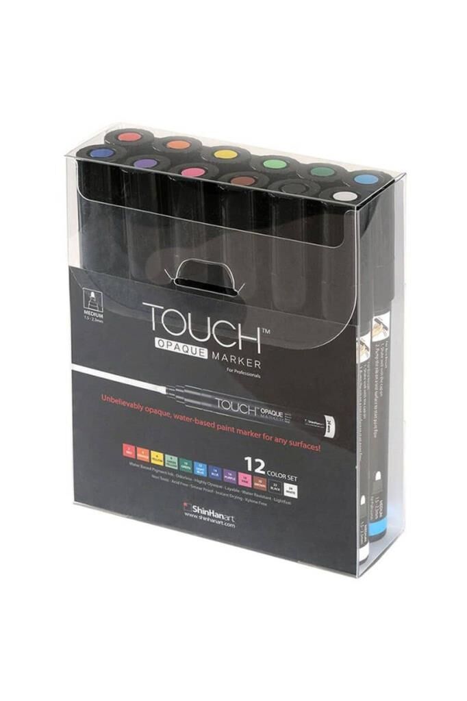 Touch Opaque Marker Akrilik Boyama Kalemi 12 Renk Medium Uç (1.5-2.3 mm)