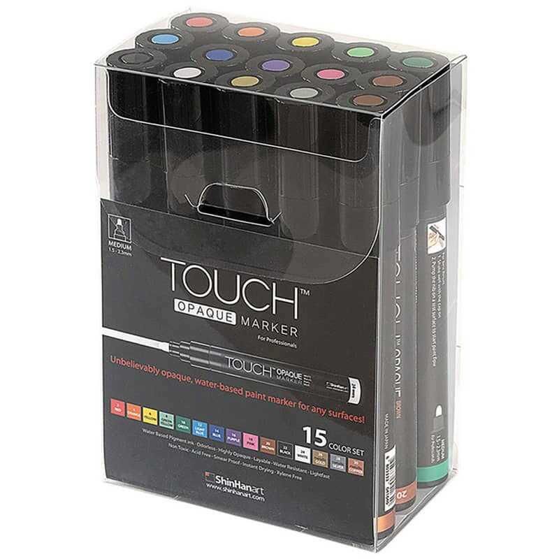 Touch Opaque Marker Akrilik Boyama Kalemi 15 Renk Medium Uç (1.5-2.3 mm)