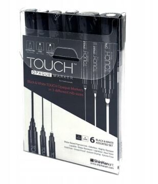 Touch Opaque Marker Akrilik Boyama Kalemi Siyah&Beyaz, 6 adet