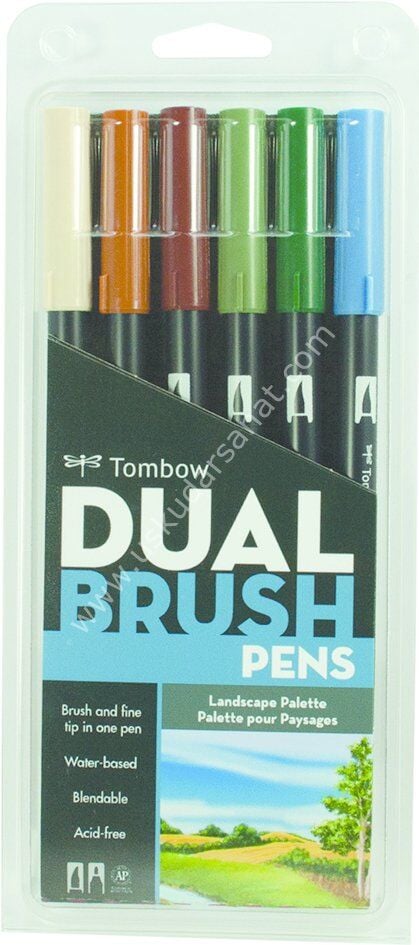 TOMBOW DUAL BRUSH PEN LANDSCAPE PALETTE 6'LI SET 56164