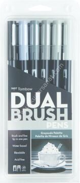 TOMBOW DUAL BRUSH PEN GRAYSCALE PALETTE 6'LI SET 56166
